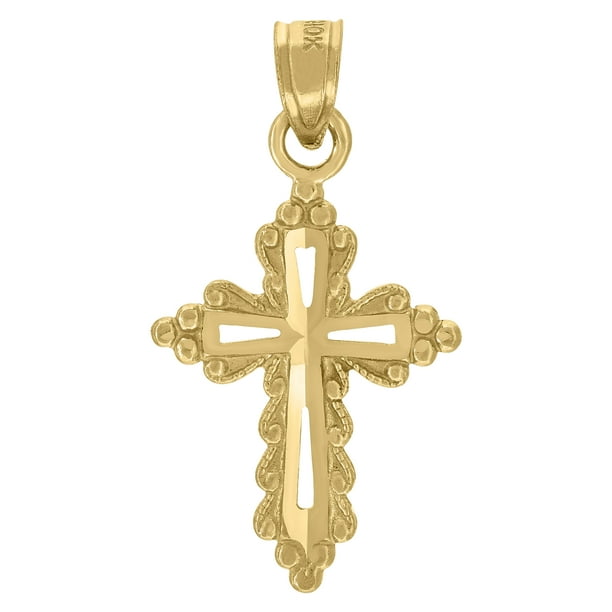 FB Jewels 925 Sterling Silver Yellow-Tone Mens Womens Polished Finish Cross Religious Charm Pendant FB Jewels 925 Sterling Silver Yellow-Tone Mens Womens Polished Finish Cross Religious Charm Pendant